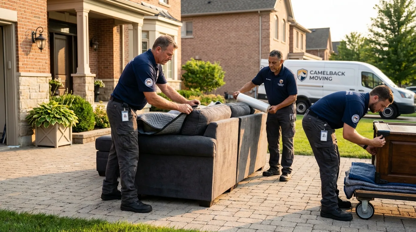 Large estate moving crew wrapping furniture in Tye, TX